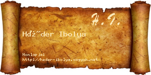 Héder Ibolya névjegykártya